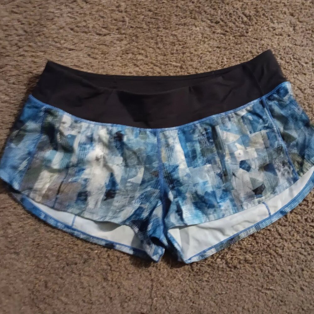 Lululemon Blue/Black Multi Speed Up Short 10